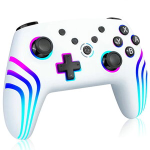 �y�v�V���f���z���C�����X�R���g���[���[ For Switch1/2��ɓK�p �_�u���z�[���@�\ TURBO�A�ˋ@�\ �}�N���@�\ 9�FRGB���C�g 800mAh Bluetooth ����/�L���ڑ� �X�C�b�` �R���g���[���[ �W���C���Z���T�[