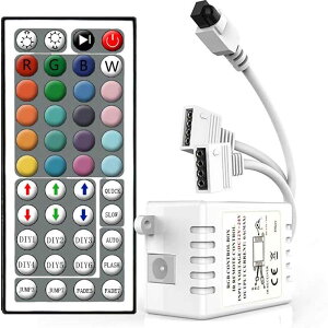 �y���������zLED �e�[�v���C�g �R���g���[���[ RGB �e�[�v�p �����R�� ���� ���F IR�R���g 4�s�� 44�L�[�����R���t�� 12V~24V SMD 5050/3528�e�[�v���C�g�K�� 8�̃R���g���[�h 20�F�I��(�d���A�_�v�^