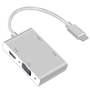 yzUSB3.1-C ϊA_v^[ Type-C to HDMI / VGA / DVI ϊA_v^[ 4 in 1 4K*2K 1080p̉𑜓x Ή Apple MacBookAGoogle ChromeBook ȂǂɑΉ