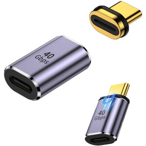 USB 4.0 Type C USB-C�}�O�l�b�g���ϊ��A�_�v�^1�� �}�O�l�b�g�����z�� �^�C�vC ���� �X�g���[�g L�� ���p90�x USB4.0�����A�_�v�^ 40Gbps�����]�� PD100/5A�}���[�d 8K@60Hz�f���o�� Thunderbolt 3 Mac Book Pro Nint