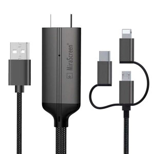 yzSmartPhone HDMIϊP[u 3in1 8Pin/Type C/Micro USB to HDMI P[u 2MڑP[u AVϊA_v^ [dȂĐ 1080PʒxȂ ʃ~[O AV/TV ȒPڑ iPhone/iPad/