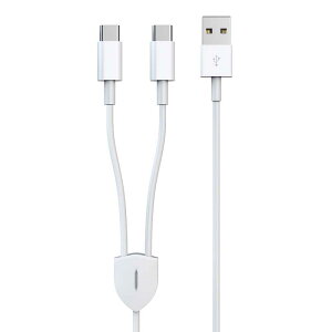 USB A to USB-C + USB-C ケーブル 2-in-1 急速充電 USB 2.0 iPhone 16 / 15 GalaxyS24 / S23 MacBook Air/Pro iPad 他対応 1.2m ホワイト MA038-C 送料無料