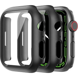 Apple Watch7 用ケース アップルウォッチ保護ケース ガラスフィルム 一体型2枚セット アップルウォッチカバーseries7 全面保護 高透過率 指紋防止 衝撃吸収( 41mm 45mm）