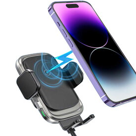 車載ワイヤレス充電器 車載ホルダー15W急速充電 車載Qi スマホホルダー 自動開閉 360度回転 片手操作 エアコン吹き出し口用 取り付け簡単 4.7-7.5インチ全機種対応 iPhone Xperia Galaxy Xiaomi DoCoMo au Softbank機種等対応 送料無料