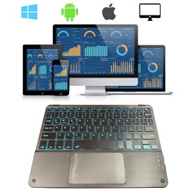 極薄 Bluetoothキーボード10-12インチタブレット汎用 タブレットキーボード タッチパッド付RGB 7色バックライト搭載 USB充電 軽量 携帯便利 コンパクト iPad Pro/iPad Air3タブレット/iPhone用 Surface Go/Surface Pro用 iOS/Android/Mac/ リモートワーク 在宅勤務