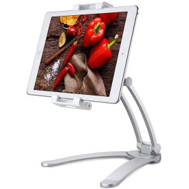2in1 スマホ タブレット スタンド 壁掛け 卓上 折り畳み 角度調整可能 アルミ合金 iPad スタンド 10.5インチまで対応 キッチン ホーム オフィス 料理/受付案内/会議に 送料無料