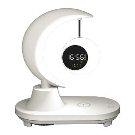 【Qi充電機能 7色調光】 5in1卓上LEDライト 7色調光 15Wワイヤレス充電 Bluetoothスピーカー 時計表示 高演色性 スタンド 目に優しい 明るい 高輝度 タッチセンサー 卓上ライト 省エネ USB給電式 コンパクト テーブルライト おしゃれ 充電ポート付き 誕生日 ギフト 送料無料