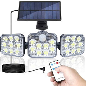 電気代ゼロ センサーライト 屋外 ソーラー分体式ライト 人感センサーライト LEDパネル分離 高輝度 自由回転 リモコン付 3つ点灯モード IP65防水 ガーデンライト 玄関先/庭/駐車場/ガーデン等屋内外に適応 防犯ライト 138SMD 送料無料