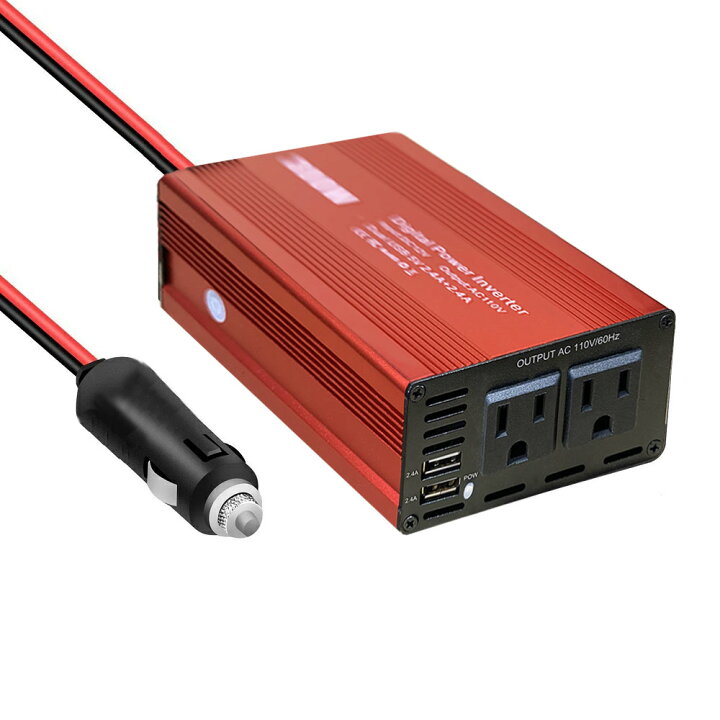 楽天市場 カーインバーター Dc12vをac110vに変換 300w Acコンセント 2口 Acインバーター シガーソケット 2usb 5v 4 8a出力ポート 12v車対応 シガーライターソケット 車載充電器 Dc 12v コンバーター パワーインバーター Pcatec