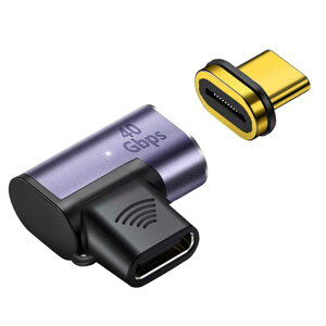 USB 4.0 Type C USB-C�}�O�l�b�g���ϊ��A�_�v�^1�� �}�O�l�b�g�����z�� �^�C�vC ���� �X�g���[�g L�� ���p90�x USB4.0�����A�_�v�^ 40Gbps�����]�� PD100/5A�}���[�d 8K@60Hz�f���o�� Thunderbolt 3 Mac Book Pro Nint