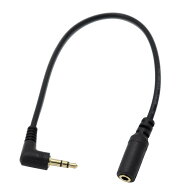 【送料無料】オーディオケーブル20cm 3.5mm (メス)-3.5mm(オス)90°L型 ヘッドホン延長ケーブル オーディ…