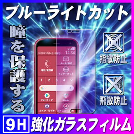 らくらくスマートフォン F-52B ブルーライトカットガラスフィルム 液晶保護フィルム ガラスフィルム 耐指紋 撥油性 表面硬度 9H 業界最薄0.3mmのガラスを採用 2.5D ラウンドエッジ加工 液晶ガラスフィルム