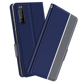 Xperia 1 II SO-51A/SOG01 ケース 手帳型ツートーンカラー　ストラップ付き カバー マグネット 定期入れ ポケット シンプル スマホケース ブラック＆グレー　ネイビー＆グレー　ローズゴールド＆グレー選択可能