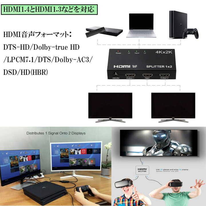 楽天市場 Hdmi 分配器 2画面同時出力可能 4k 30hz 2160p 1入力2出力 Hdmiセレクター スプリッタ スイッチ Ps4 Xbox Blu Ray Apple Tv フルhd 3d 1080p Tec 4ksplit02 メール便発送 代引不可 Pcbox78楽天市場店