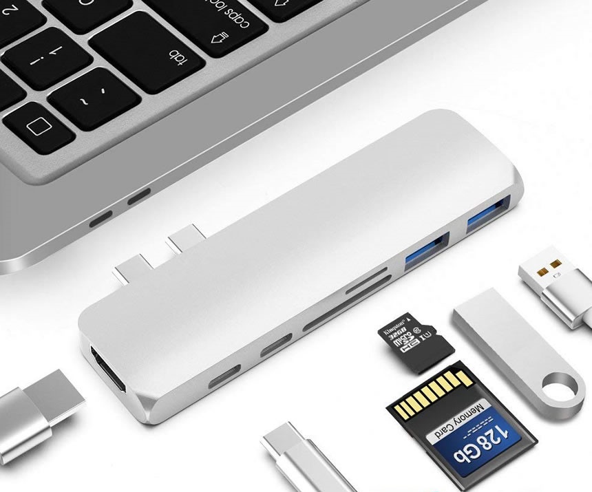 MAC用　7in1ハブ USB C ハブ Type-c Hub MacBook Pro 2016/2017対応 3ポート 4K HDMIポート　tecc-7in1mac [メール便発・代引不可]