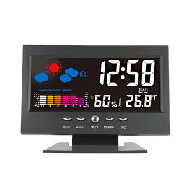 デジタル 温湿度計 湿度 温度 LCD大画面 カレンダー 時計 傾向図 アラーム センサー バックライト スタンド tecc-staondo