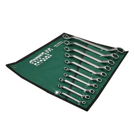 メガネレンチセット 5.5-32mm 10本組 収納袋 ボルト ナット 角 工具 DIY 機械 組立て 設備 配管 自転車 点検 整備作業 メカ tec-lenchset02
