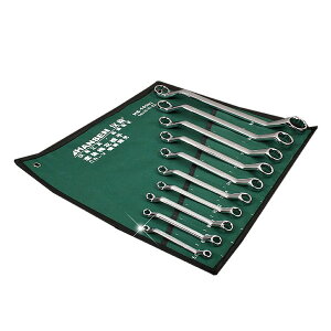 メガネレンチセット 5.5-32mm 10本組 収納袋 ボルト ナット 角 工具 DIY 機械 組立て 設備 配管 自転車 点検 整備作業 メカ tec-lenchset02