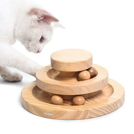 【アウトレット】猫 おもちゃ ぐるぐるタワー ボール 回転 玉遊び 大興奮 天然木 キャット 遊び 運動 tecc-nekoguru