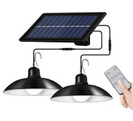 分離型 2灯 LED ソーラー ペンダント ライト IP65防水 防雨 リモコン付き 360度 ガーデン 明るさ調節 ア…