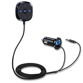 ハンズフリー Bluetooth レシーバー 車 オーディオ シガーソケット 3.5mm AUX接続 USB充電 iPhone スマホ el-hftrnsmit