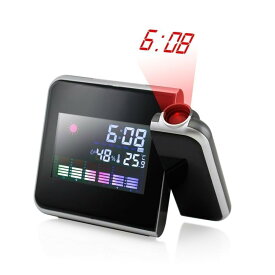 温湿度計 LED 電子時計 アラーム 気象 天気 予報 投影 室内 温度計 湿度計 最高 最低 卓上 スタンド プロジェクター バックライト TEC-PROCLOD