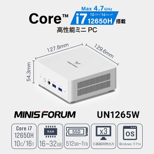 MINISFORUMi~jXtH[j ~jPC 16GB SSD512GB Windows 11 Pro 64bit ő3ʏo UN1265W-16/512-W11PRO(12650H)