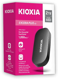 KIOXIA EXCERIA Plus G2 外付け ポータブル SSD 2TB （最大書込1000MB/秒 最大読取1050MB/秒）[LXD20K002TG8]＜並行輸入品　保証期間1年＞