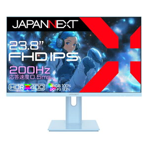 yu[fzJAPANNEXT 23.8C` Q[~Oj^[ 200Hz 0.5ms FHD 1920x1080 IPSpl (HDMI/DisplayPort/VESAΉ//](s{bg)@\/u[CgJbg / p178°) JN-IPS238G200F-HSP-BB