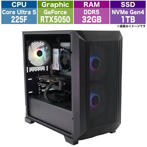 �Q�[�~���OPC �C���e�� Core Ultra 5 225F/RTX 5050/32GB/1TB/WiFi 6E/1�N�ۏ؁yShop Build PC�z