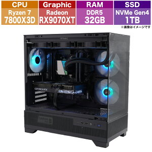 �Q�[�~���OPC AMD Ryzen 7 7800X3D/RX 9070 XT/32GB/1TB/WiFi 6E/1�N�ۏ؁yShop Build PC�z