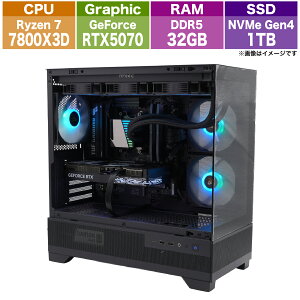 �Q�[�~���OPC AMD Ryzen 7 7800X3D/RTX 5070/32GB/1TB/WiFi 6E/1�N�ۏ؁yShop Build PC�z