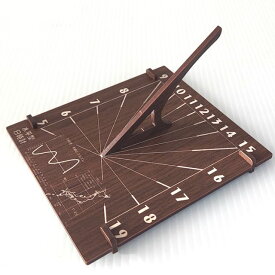 3Dパズル組立日時計水平型1：キット品（ピース平板）：ウォルナットMDF　組木造形「カチッとクロス」　送料無料