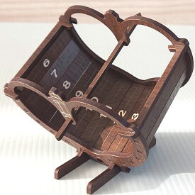 3Dパズル組立日時計円環型1：キット品（ピース平板）：ウォルナットMDF　組木造形「カチッとクロス」　送料無料