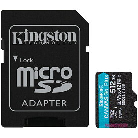 【送料無料】キングストン SDCG3/512GB 512GB microSDXCカード Canvas Go! Plus Class 10 UHS-I U3 170R/ 90W SDアダプタ付属【在庫目安:お取り寄せ】
