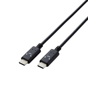 ELECOM MPA-CCF10BF USB Type-C to USB Type-C�P�[�u��/ USB Power Delivery�Ή�/ ����^�C�v/ 1.0m/ ���낿���(�u���b�N×�z���C�g)�y�݌ɖڈ�:�����񂹁z