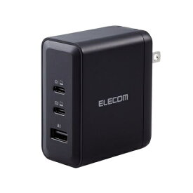 【在庫目安:あり】【送料無料】ELECOM ACDC-PD65100BK AC充電器/ USB充電器/ USB Power Delivery対応/ 100W/ USB-C2ポート/ USB-A1ポート/ スイングプラグ/ ブラック| 電源 ACアダプタ AC電源 アダプタ