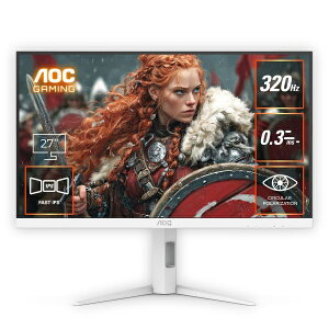 �y�݌ɖڈ�:����z�y���������zAOC Q27G4SL/WS/11 �Q�[�~���O�t���f�B�X�v���C 27�^/ 2560×1440/ HDMI�ADisplayPort/ �u���b�N/ �X�s�[�J�[�F�Ȃ�/ 320Hz