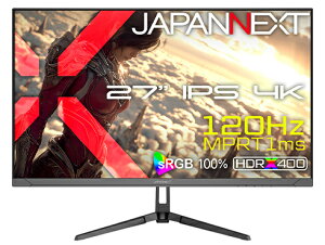 �y�݌ɖڈ�:����z�y���������zJAPANNEXT JN-i27G120U2 �Q�[�~���O�t���f�B�X�v���C 27�^/ 3840×2160/ HDMI×2�ADP×2/ �u���b�N/ �X�s�[�J�[�L/ 2�N�ۏ�