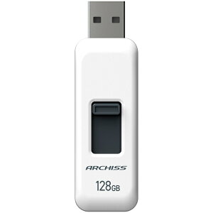 �A�[�L�X AS-128GU2-PSW USB2.0 �t���b�V�������� 128GB �X���C�h�� �z���C�g�y�݌ɖڈ�:�����񂹁z