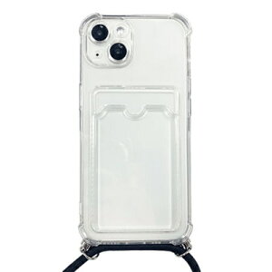 �u���[ IPH-006CL iPhone 13�Ή� �N���A�P�[�X/ �����O�X�g���b�v/ �J�[�h�|�P�b�g�t�y�݌ɖڈ�:�����񂹁z