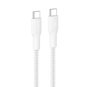 belkin CAB025fq1MWH BoostCharge Pro USB-C to USB-C �ґg�P�[�u�� 240W 1M �z���C�g�y�݌ɖڈ�:�����񂹁z