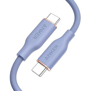 �A���J�[�E�W���p�� A8552NQ2 Anker PowerLine III Flow USB-C �� USB-C �P�[�u�� Anker���܂Ȃ��P�[�u�� USB PD�Ή� �V���R���f�ލ̗p 100W (0.9m ���x���_�[�O���[)�y�݌ɖڈ�:�����񂹁z