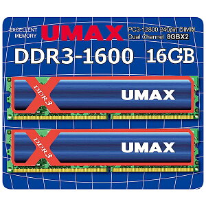 yzUMAX UM-DDR3D-1600-16GBHS fXNgbvPCp[ UDIMM DDR3-1600 16GBi8GB×2j H/ Sy݌ɖڈ:񂹁z