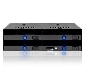 【送料無料】ICY DOCK MB014SP-B R1 4 x 2.5インチ SATA/ SAS SSD/ HDD搭載用リムーバブルケース トレイレスタイプ 5.25インチベイサイズ【在庫目安:お取り寄せ】