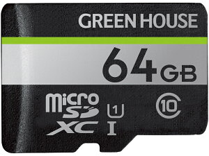 GREEN HOUSE GH-SDM-UA64G microSDXCJ[h UHS-I U1 NX10 64GBy݌ɖڈ:񂹁z
