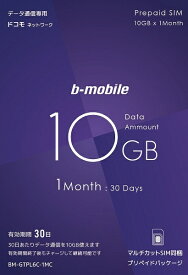 【送料無料】日本通信 BM-GTPL6C-1MC b-mobile 10GB×1ヶ月SIMパッケージ（ドコモ回線）【在庫目安:お取り寄せ】