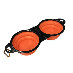 ペット用 折りたたみ ダブルボウル 同行避難にオススメ ペット用食器 犬や猫のキャンプ・アウトドア・防災用品