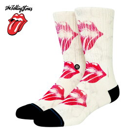 Stance x The Rolling Stones Licks Socks ( Offwhite ) CREW Socks スタンス 靴下 ソックス オフホワイト スケート スケーター ストリート アウトドア アクセント 通学 学校 カジュアル アメカジ 人気 ブランド 安い レア アメカジ カジュアル レア