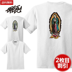 EYEDY アイディー GUADALUPE メキシコ 聖母マリア ショートスリーブTシャツ 大きいサイズ メンズ 半袖 tシャツ ブランド おしゃれ ストリート 綿 コットン スケート XL XXL XXXL 3l ホワイト 白 デザイン プリント かっこいい 人気 安い アメカジ アウトドア